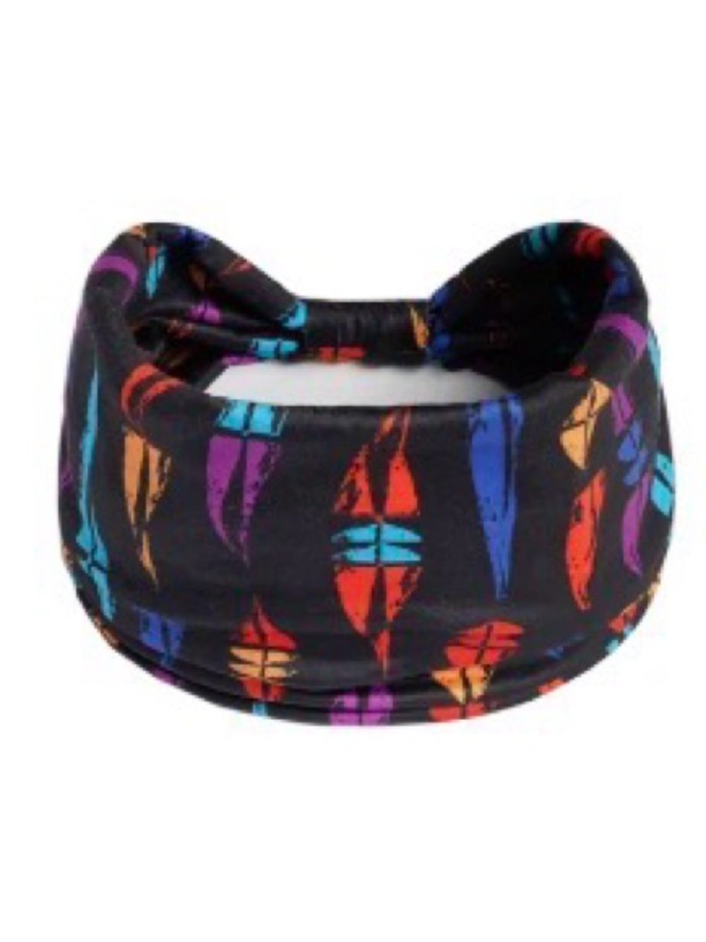 Women’s Black Feather Print Ear Warmer Headband